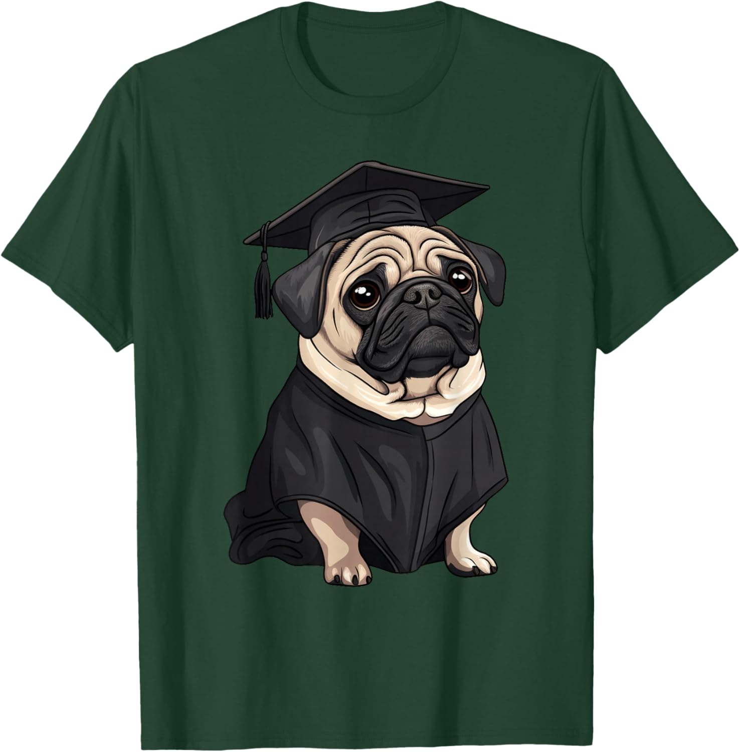 Cute Dog Pug Graduation T-Shirt - T-Shirt | Forest