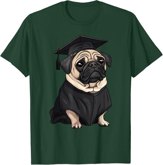 Cute Dog Pug Graduation T-Shirt - T-Shirt | Forest
