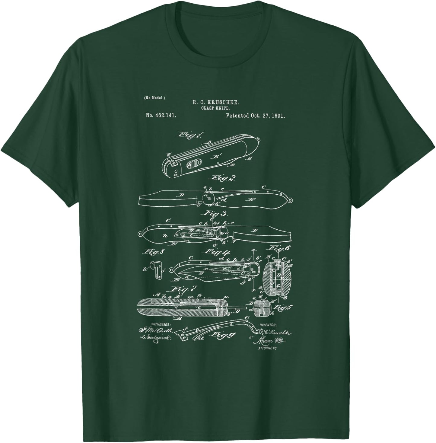 Pocket Knife Collector Vintage Patent Art T-Shirt - T-Shirt | Forest