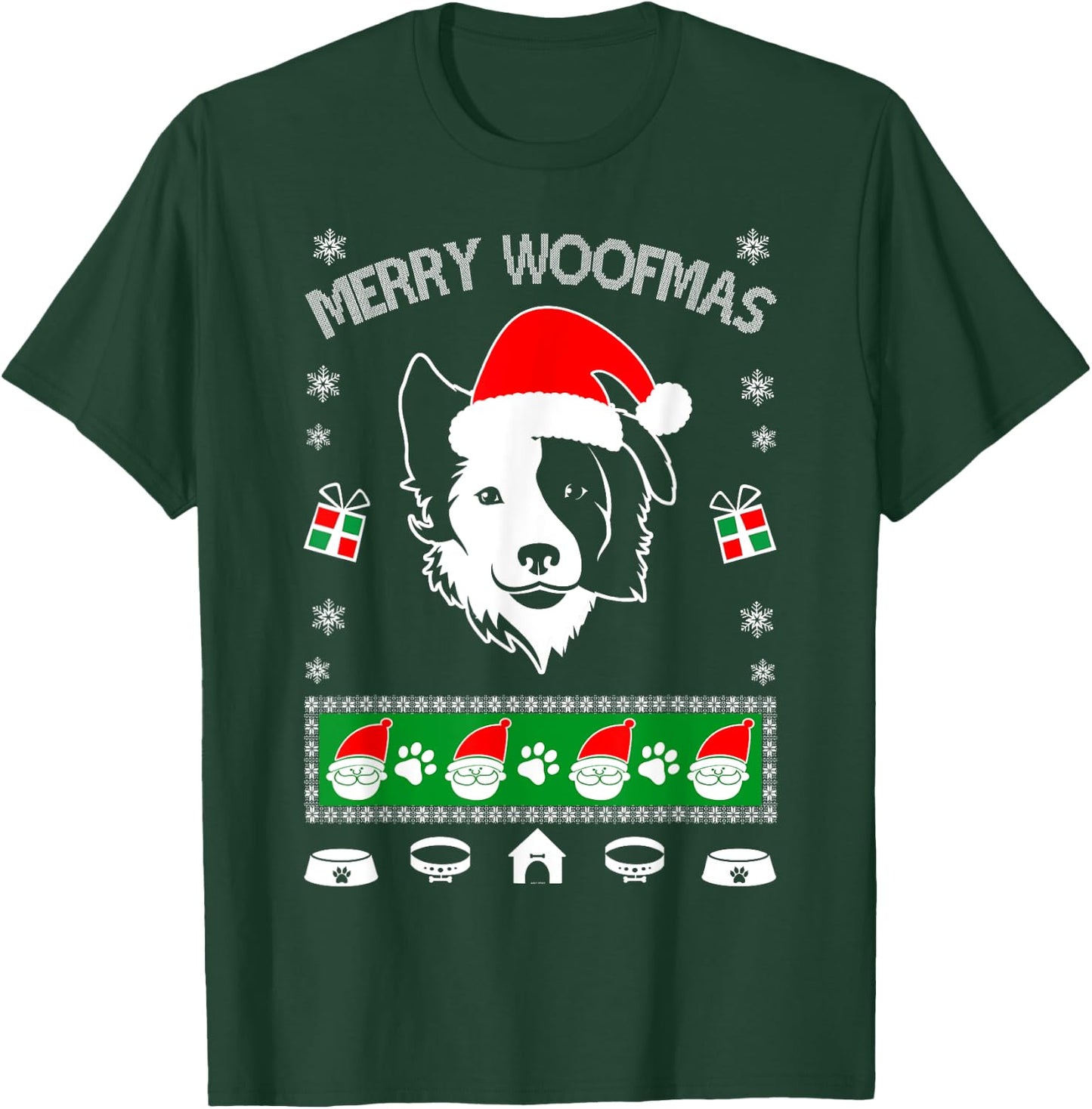 Border Collie Ugly Christmas shirt gift T-Shirt - T-Shirt | Forest