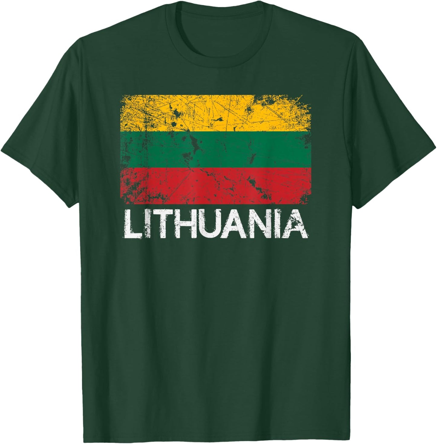 Lithuanian Flag | Vintage Made In Lithuania Gift T-Shirt - T-Shirt | Forest