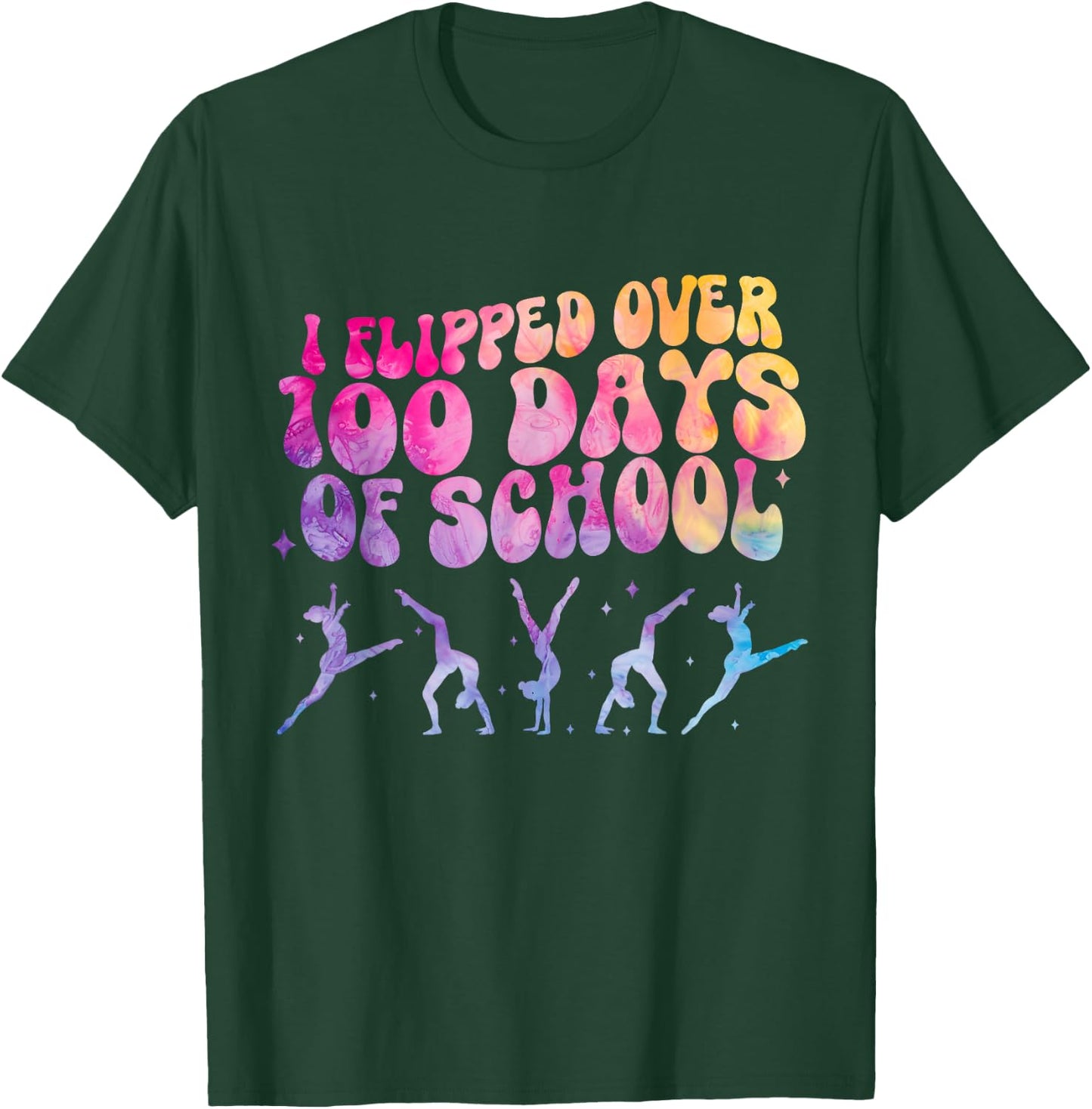 Gymnast HAPPY 100 days of school Gymnastic Tumbling T-Shirt - T-Shirt | Forest