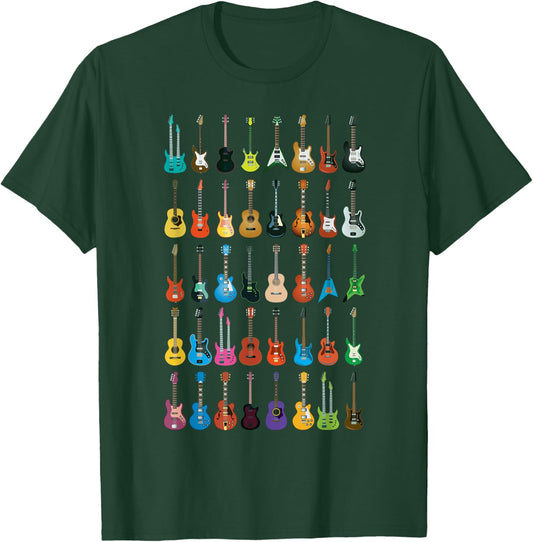 Love Guitar Different Guitars Music Lover Funny Gift Small T-Shirt - T-Shirt | Forest
