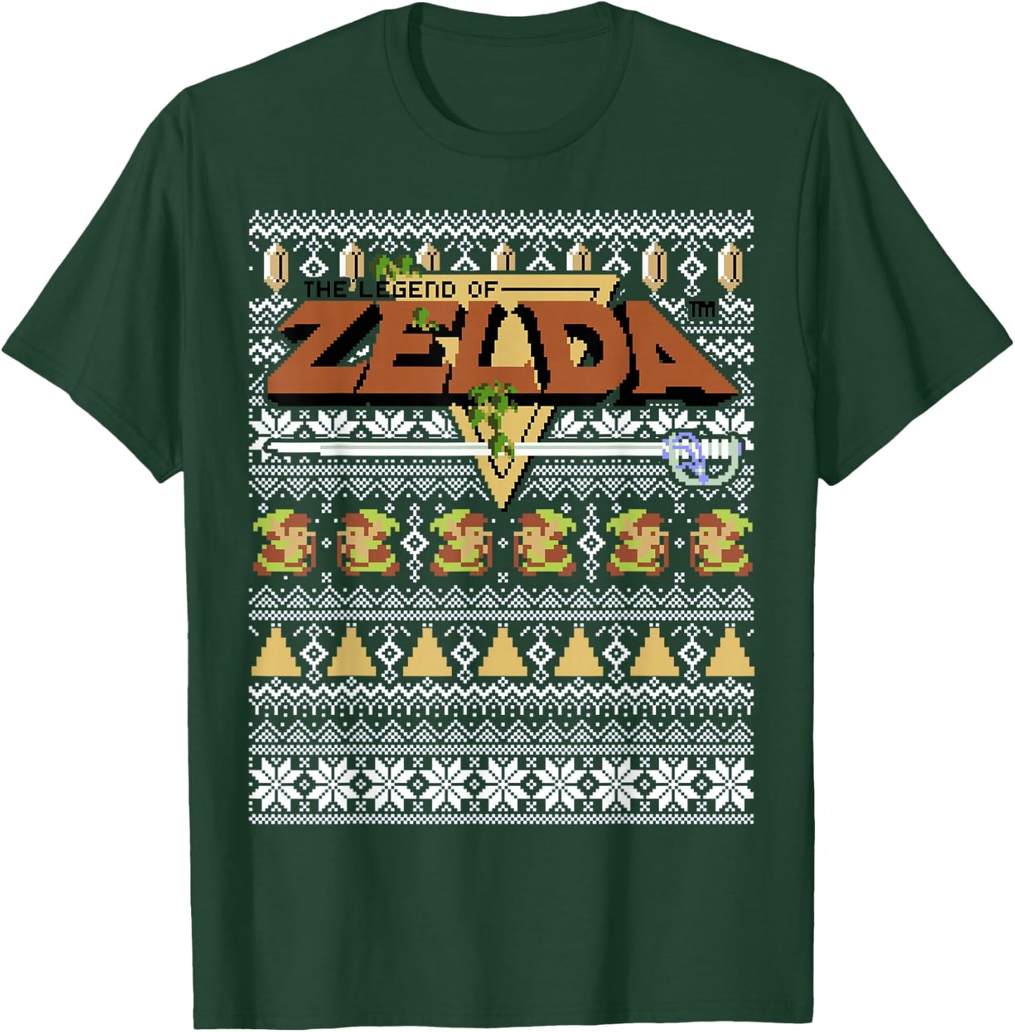 The Legend of Zelda Christmas 8-Bit Ugly Holiday Sweater T-Shirt - T-Shirt | Forest