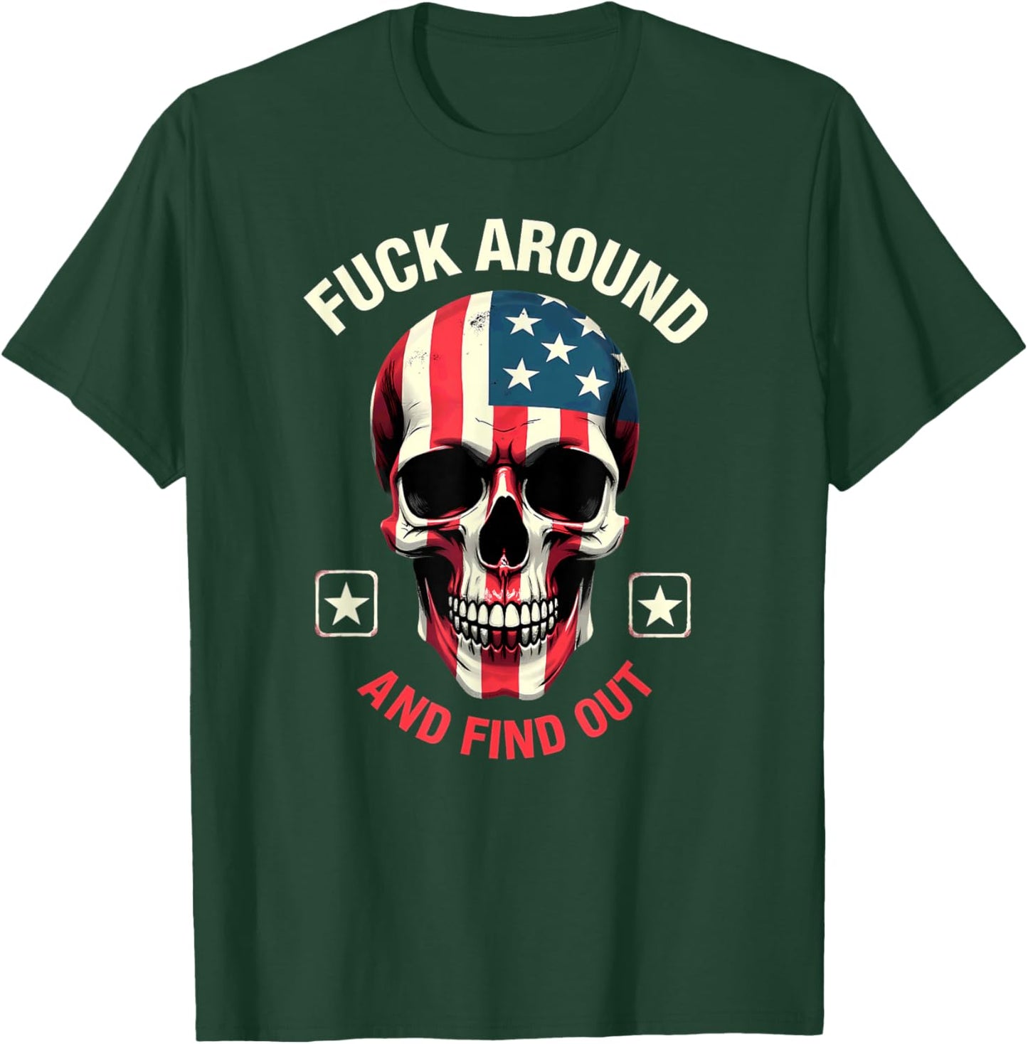 Humor American Flag Skull FAFO T-Shirt - T-Shirt | Forest
