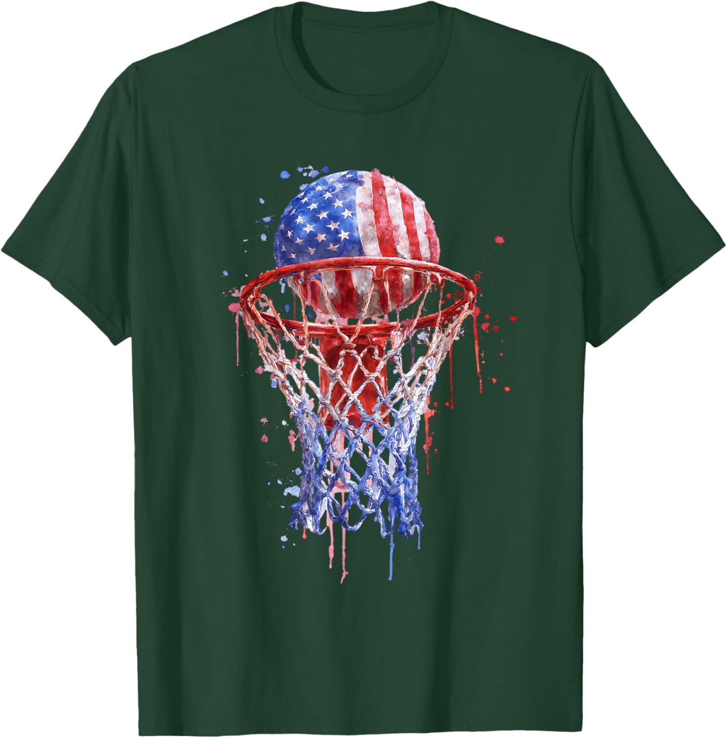 Basketball Splash Graphic Colorful Basketball Player Team T-Shirt - T-Shirt | Forest
