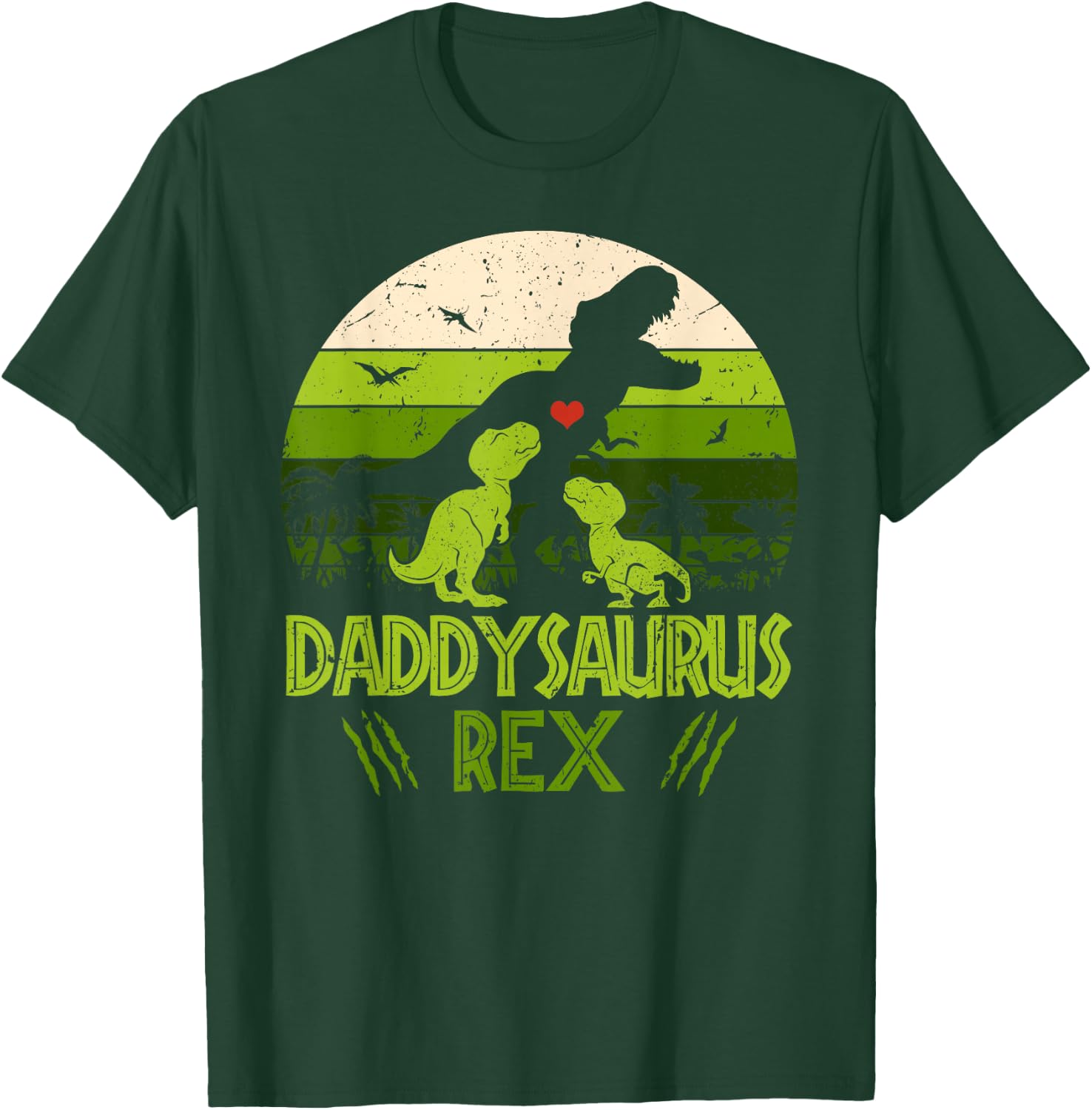 Daddysaurus Rex 2 Kids Sunset For Fathers Day Gift T-Shirt - T-Shirt | Forest