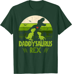Daddysaurus Rex 2 Kids Sunset For Fathers Day Gift T-Shirt - T-Shirt | Forest