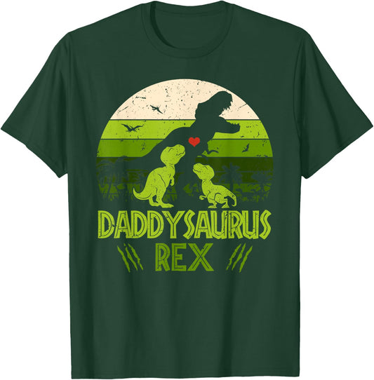 Daddysaurus Rex 2 Kids Sunset For Fathers Day Gift T-Shirt - T-Shirt | Forest