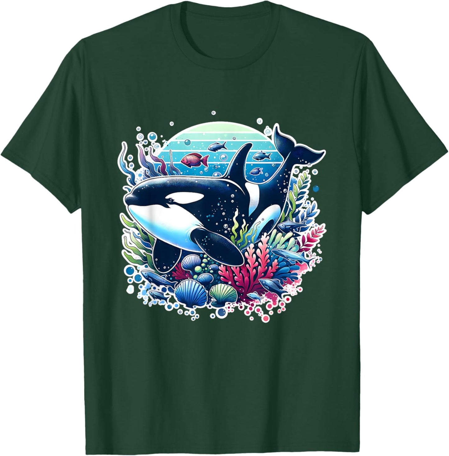 Orca Beautiful Whale Sea Animal Graphic Orca T-Shirt - T-Shirt | Forest