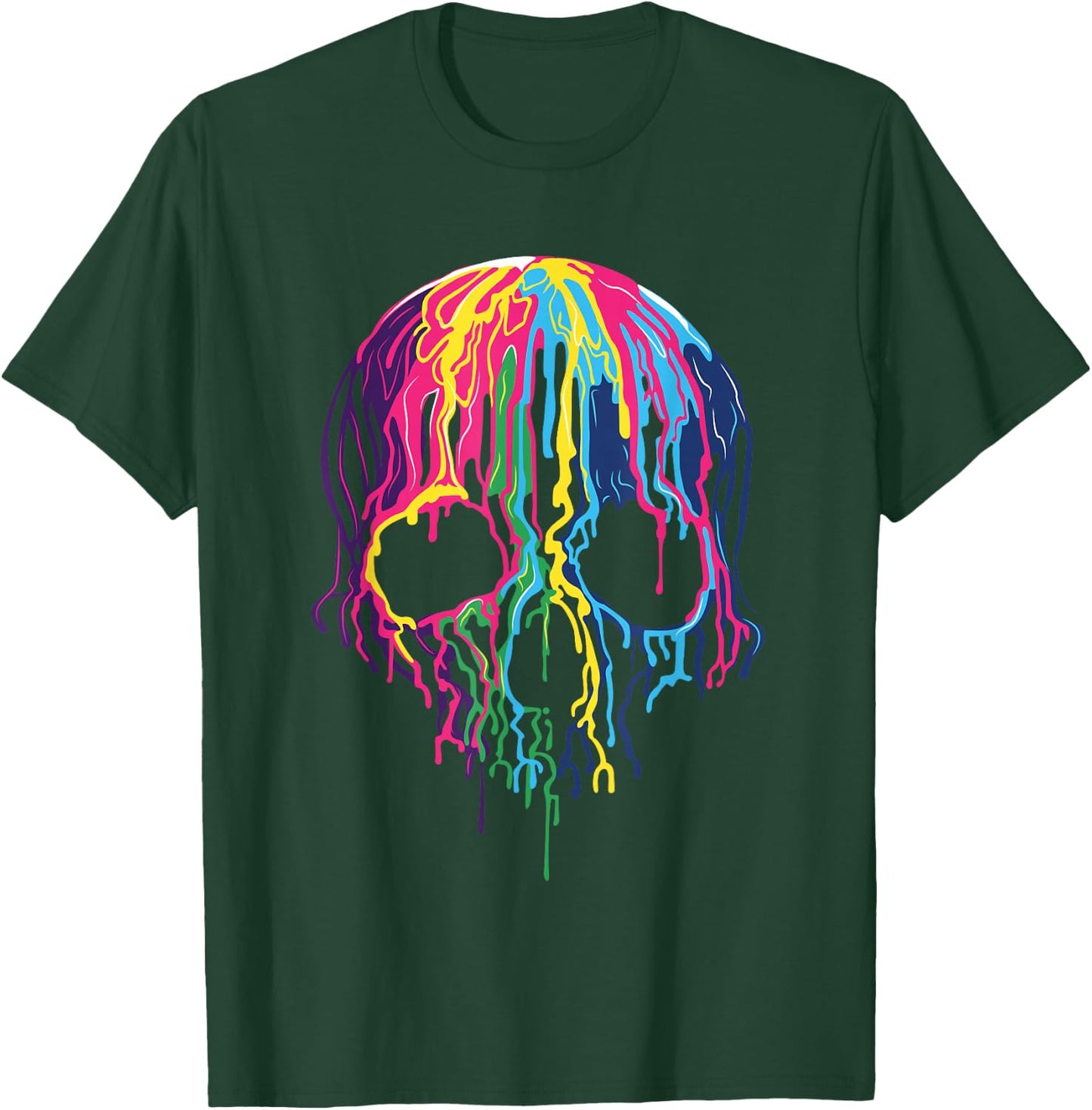 Colorful Melting Skull Art Graphic Halloween T-Shirt - T-Shirt | Forest