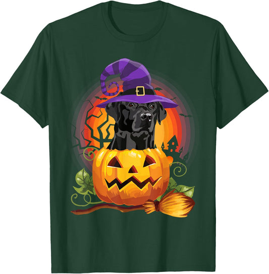 Black Lab Witch Pumpkin Halloween - Dog Lover Costume Gifts T-Shirt - T-Shirt | Forest