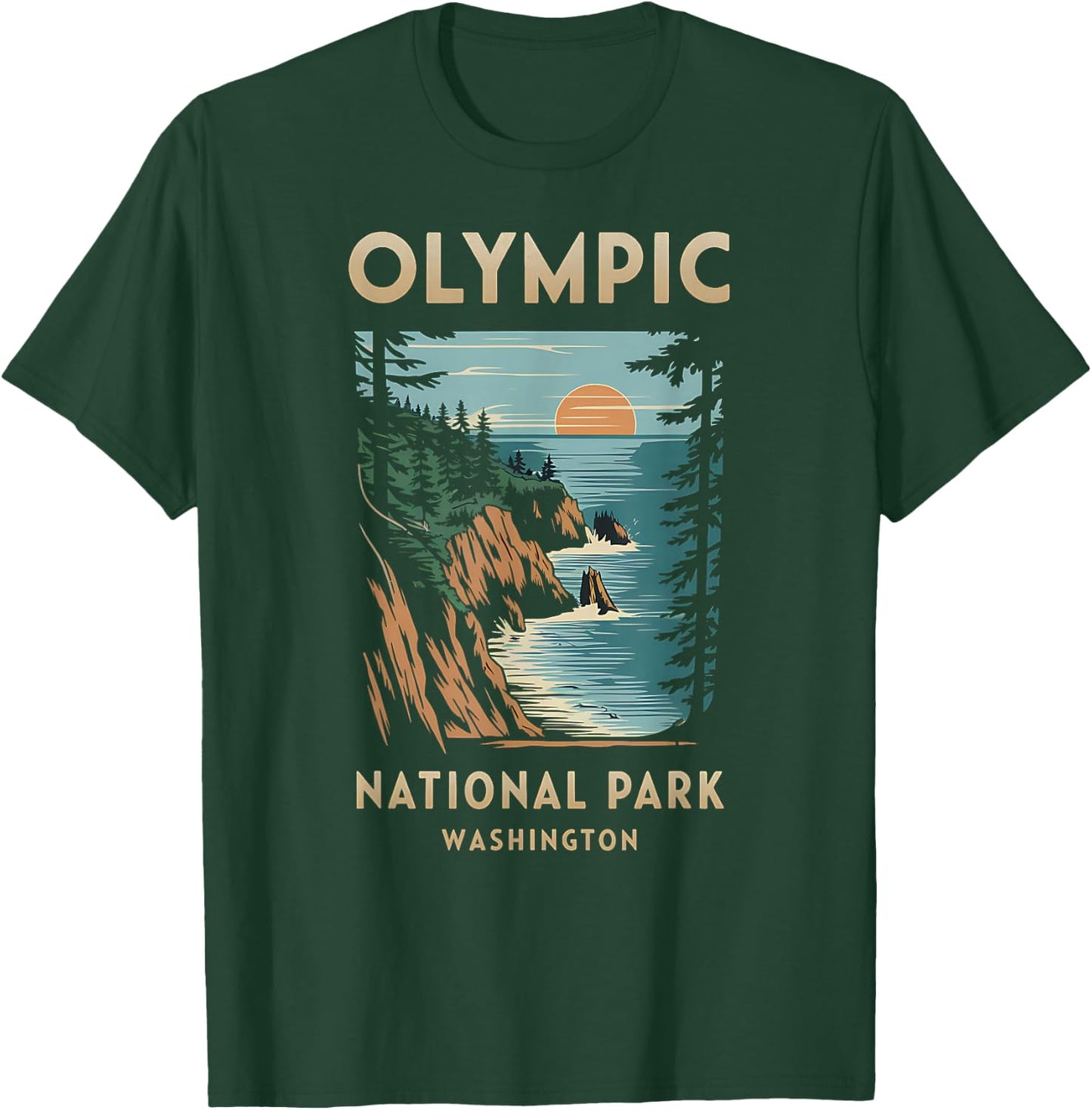 Scenic Sunset at Olympic National Park Washington T-Shirt - T-Shirt | Forest