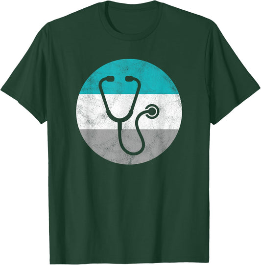 Stethoscope Retro Doctor Gift Women Boys & Girls T-Shirt - T-Shirt | Forest
