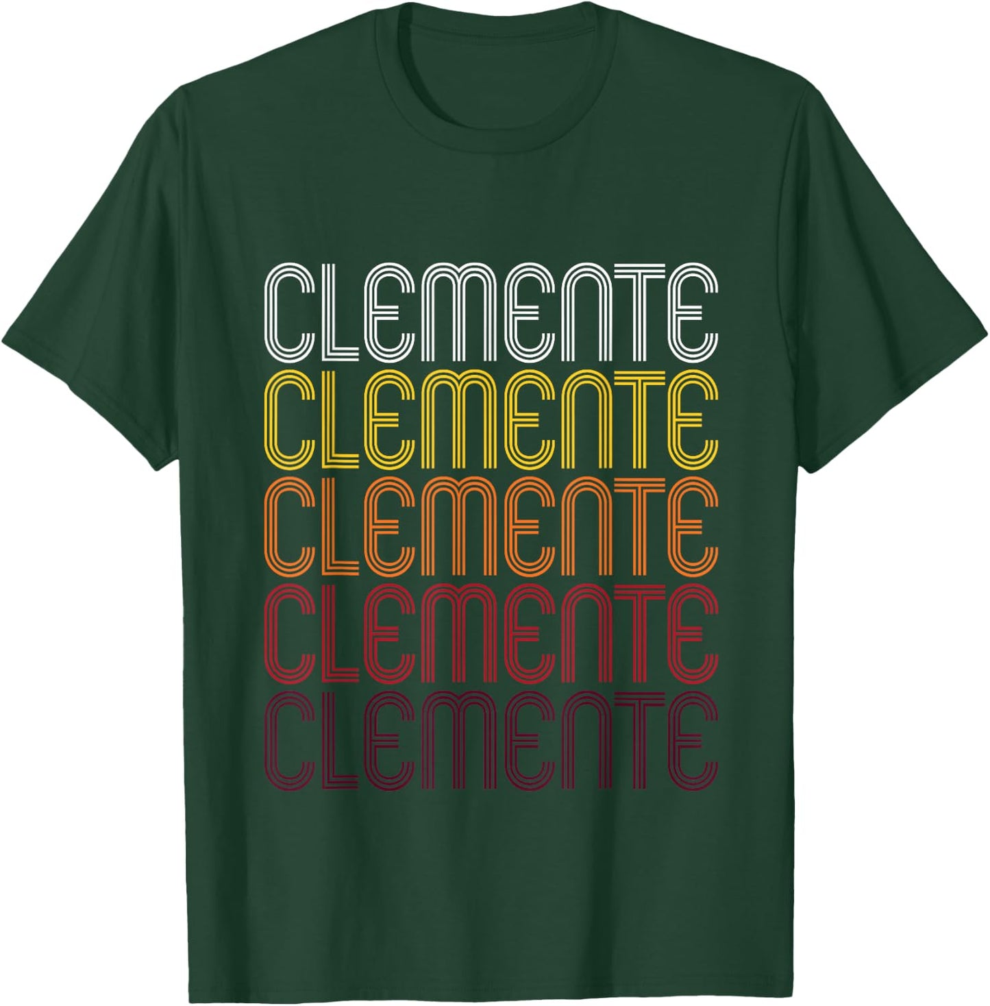 Clemente Retro Wordmark Pattern - Vintage Style T-Shirt - T-Shirt | Forest