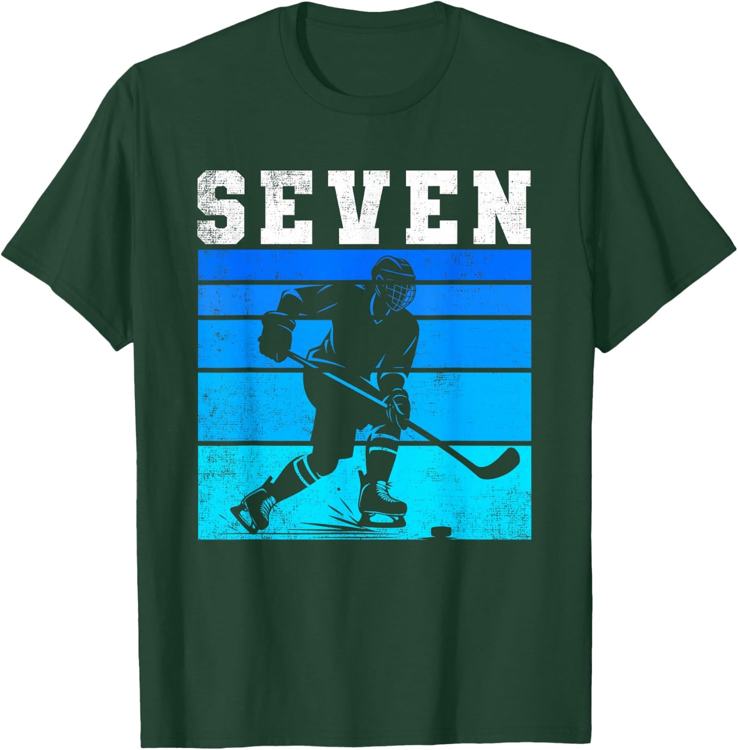 7th Birthday Ice Hockey Boys Seven Hockey Birthday Party T-Shirt - T-Shirt | Forest