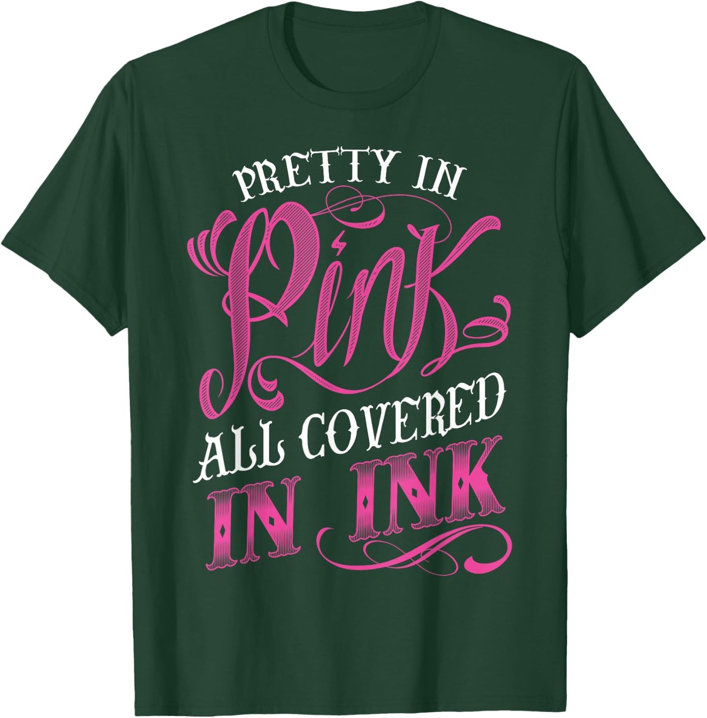 Tattooed Girl - Pretty in Pink covered in Pink T-Shirt - T-Shirt | Forest