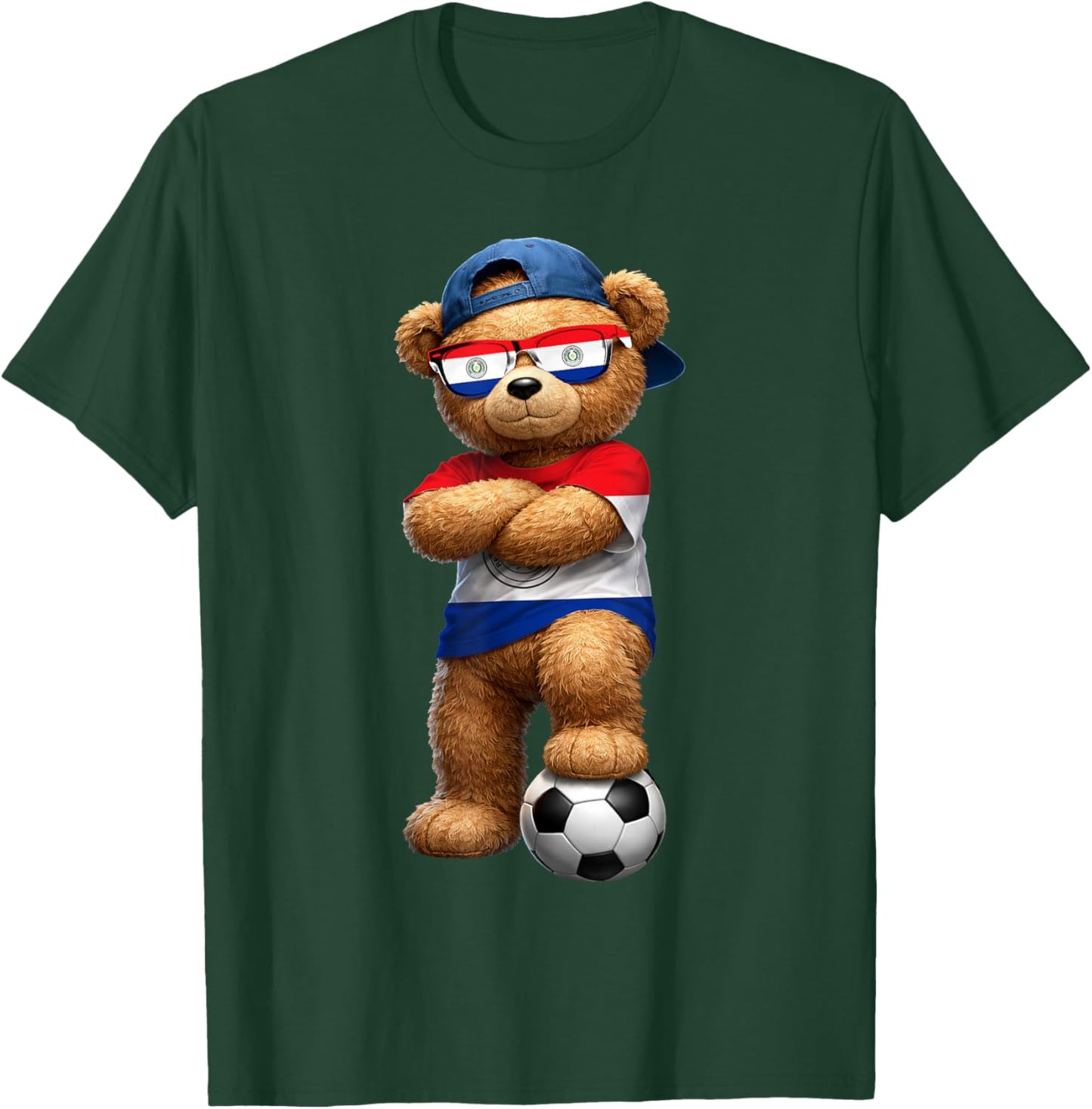 Paraguayan Flag Teddy Player Sports Outfit for Paraguay T-Shirt - T-Shirt | Forest
