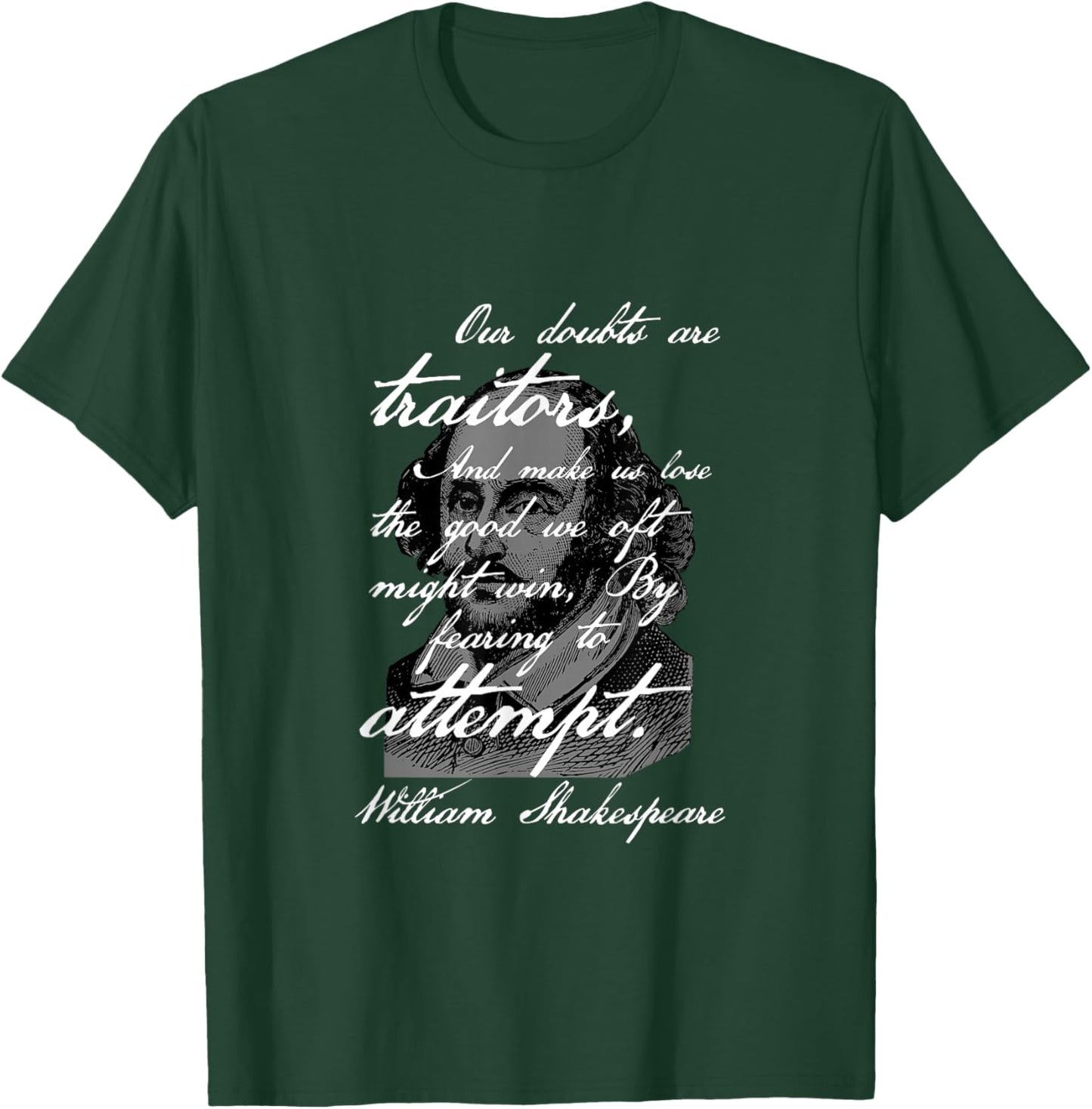 Shakespeare’s Quote in Handwriting Style Calligraphy Vintage T-Shirt - T-Shirt | Forest