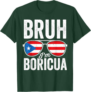 Bruh I'm Boricua Puerto Rico Flag Funny Boricua Kids Boys T-Shirt - T-Shirt | Forest
