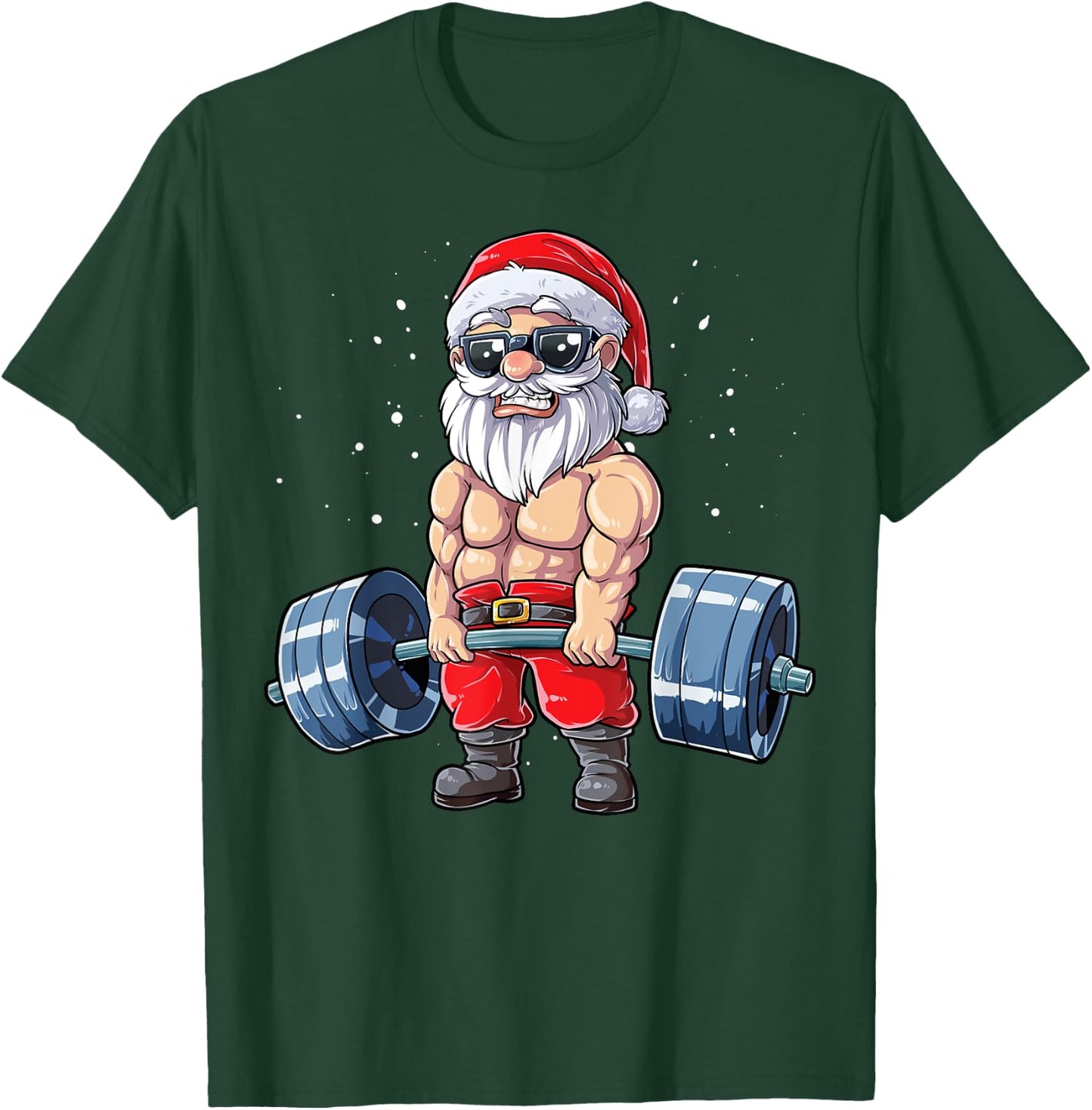 Santa Weightlifting Christmas Fitness Gym Deadlift Xmas Men T-Shirt - T-Shirt | Forest