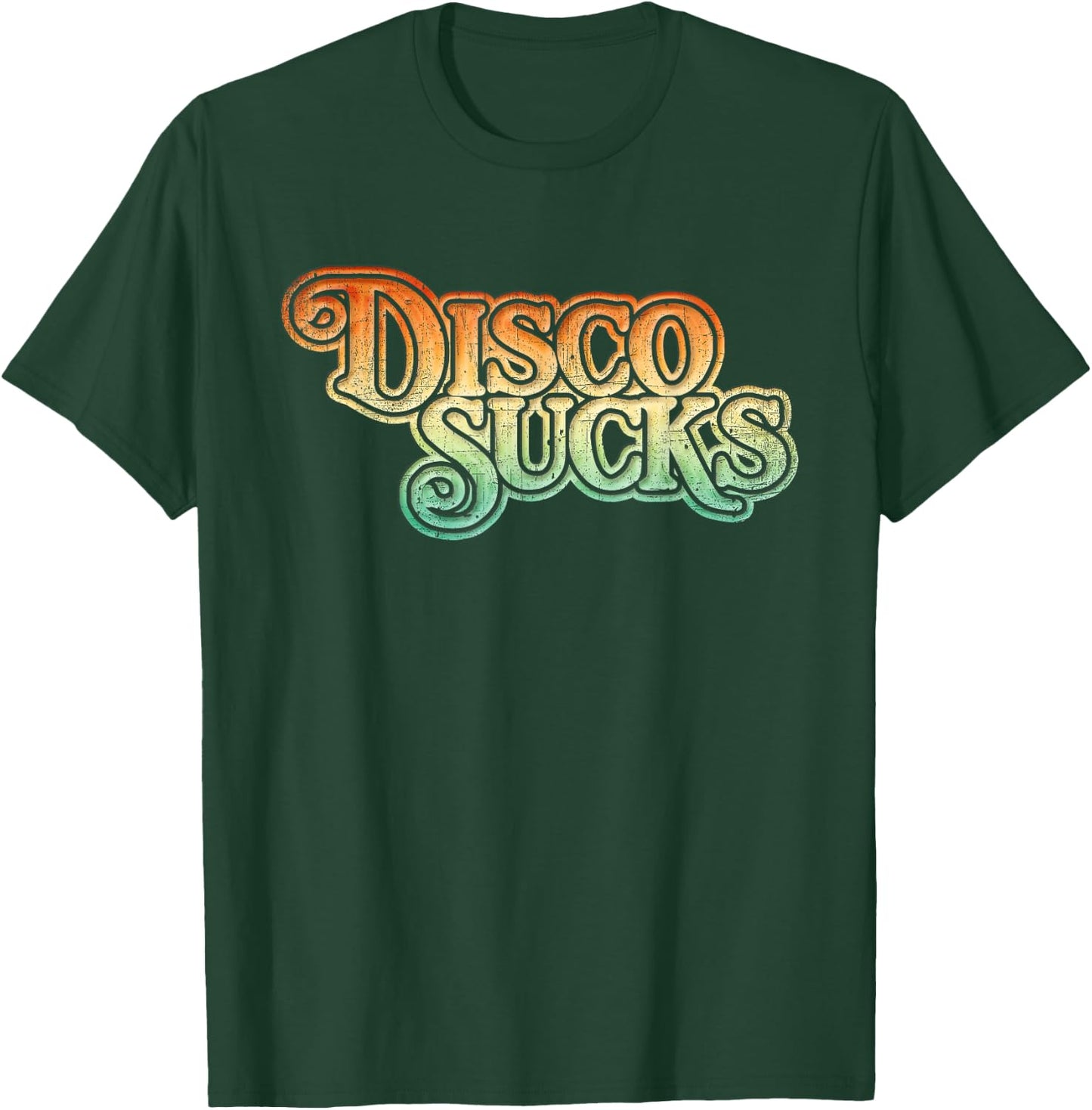 Disco Sucks 1970s Retro Vintage Distressed Funny T Shirt T-Shirt - T-Shirt | Forest