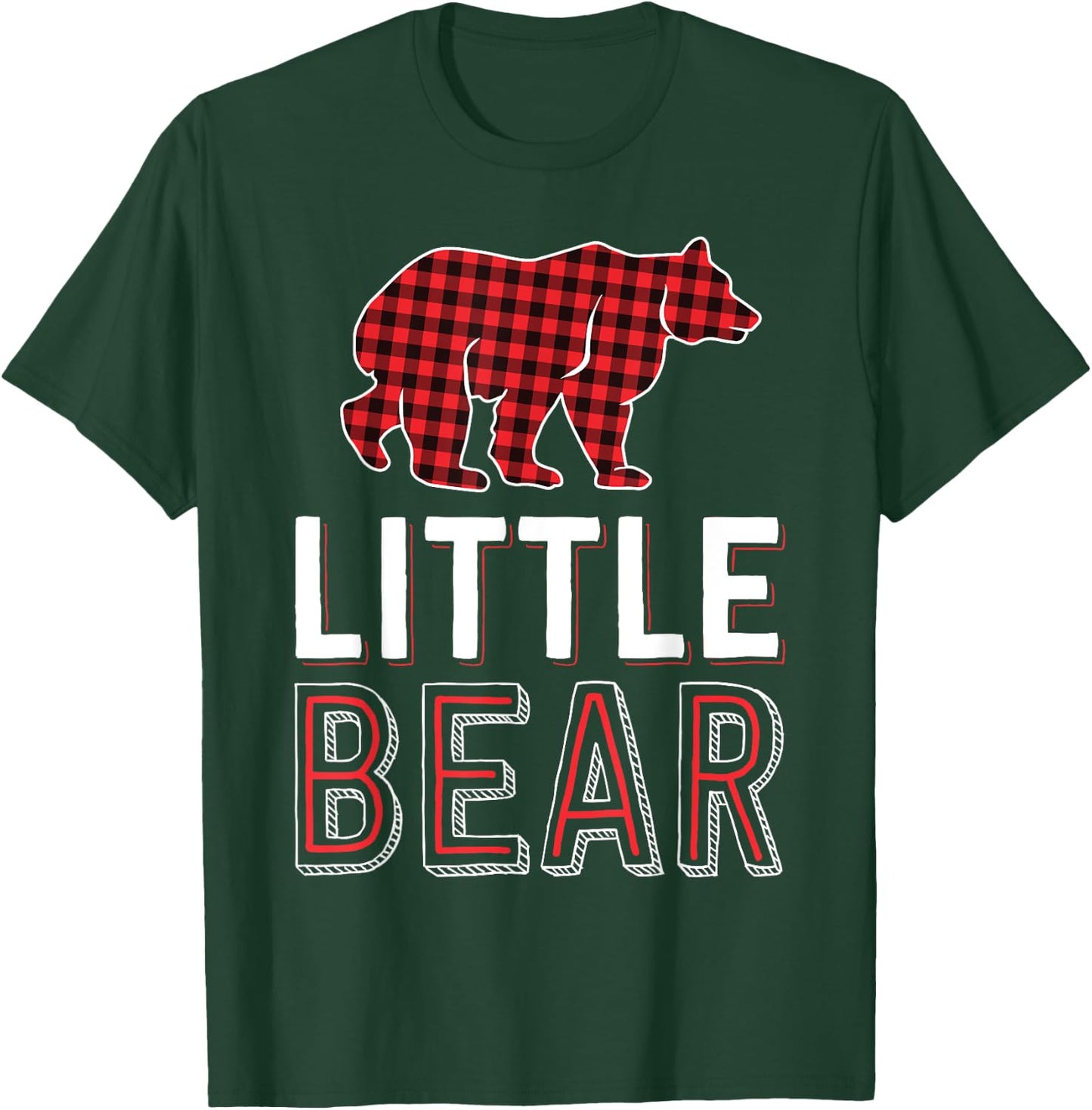 Little Bear Kid Red Buffalo Plaid Matching Family Christmas T-Shirt - T-Shirt | Forest