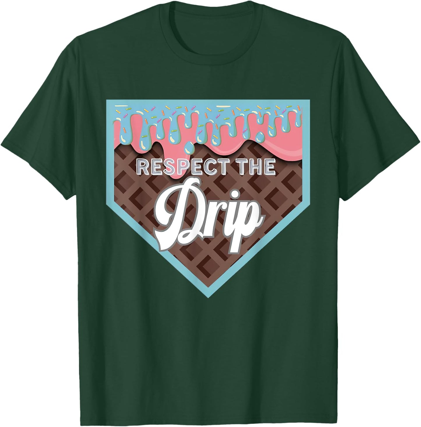 Baseball Home Plate Drip for Boys Ice Cream Spinkle T-Shirt - T-Shirt | Forest