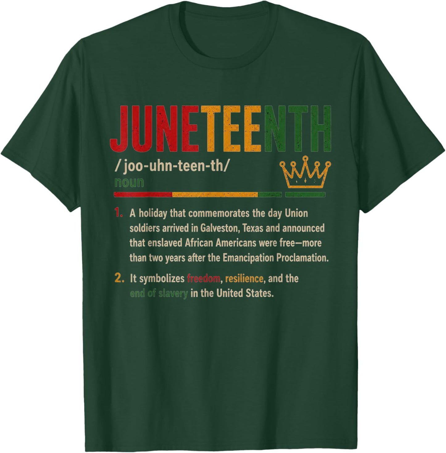 Juneteenth Definition Noun Freedom Day Education T-Shirt - T-Shirt | Forest