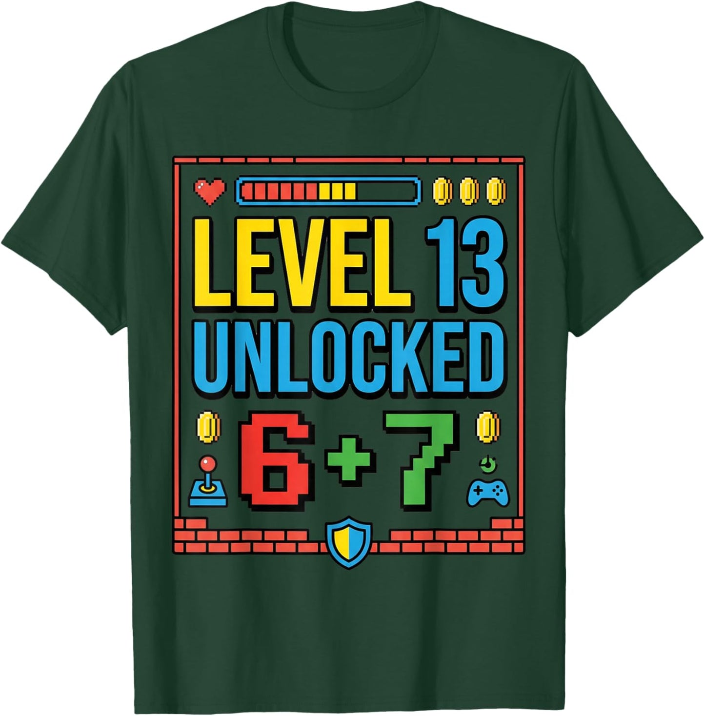 13th Birthday Boys Official Teenager Six Seven Meme Gaming T-Shirt - T-Shirt | Forest