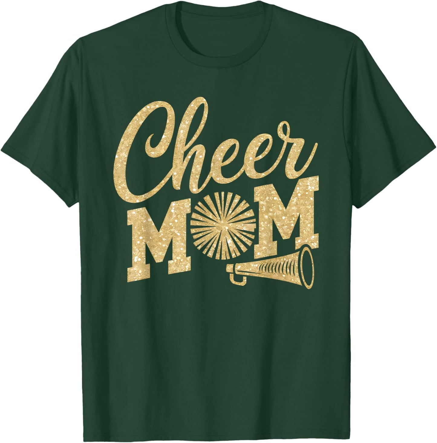 Cheer Mom Biggest Fan Cheerleader Black Yellow Gold Pom Pom T-Shirt - T-Shirt | Forest