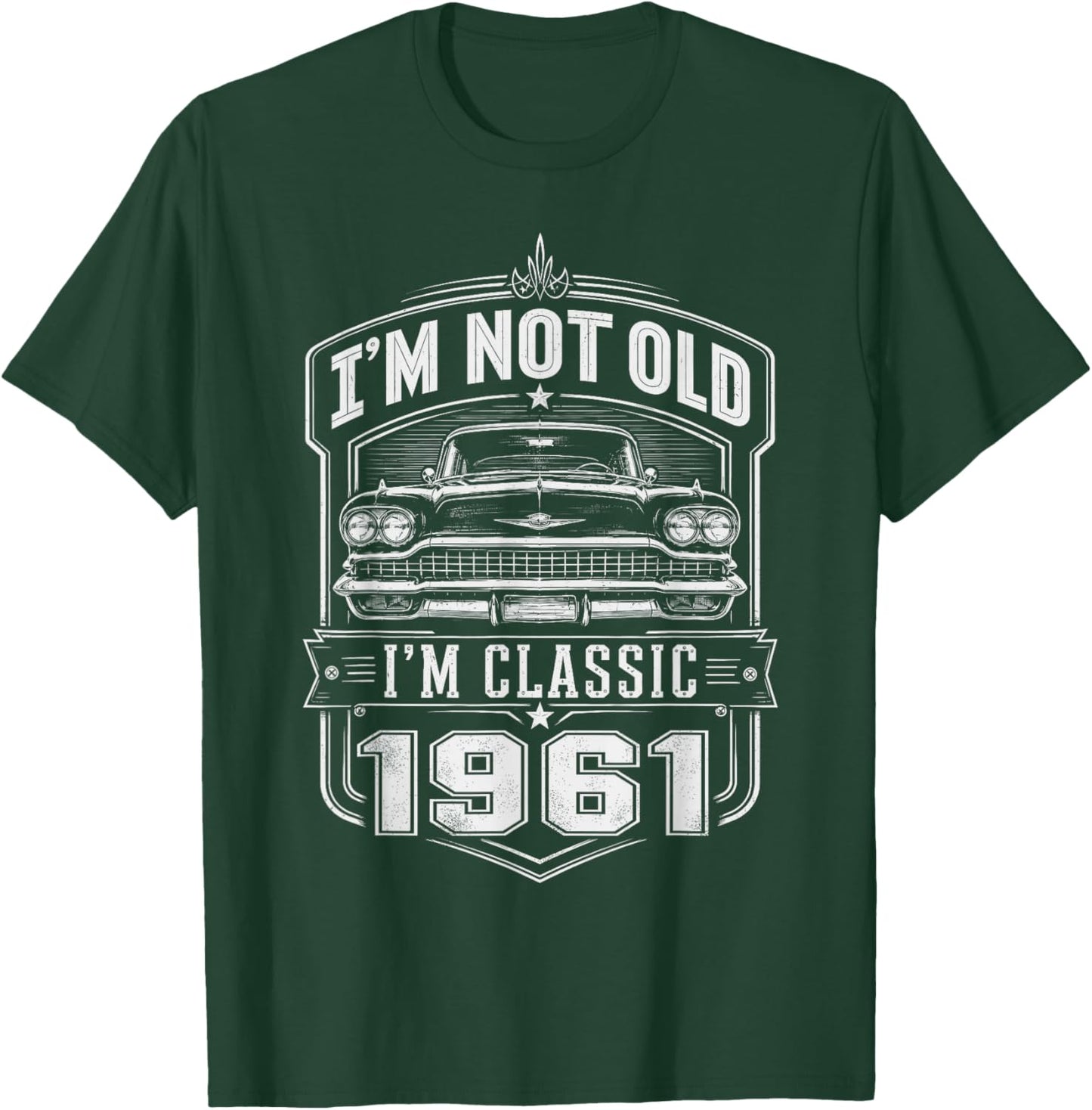 65 Year Old Gifts Men Vintage 1961 Classic Car 65th Birthday T-Shirt - T-Shirt | Forest