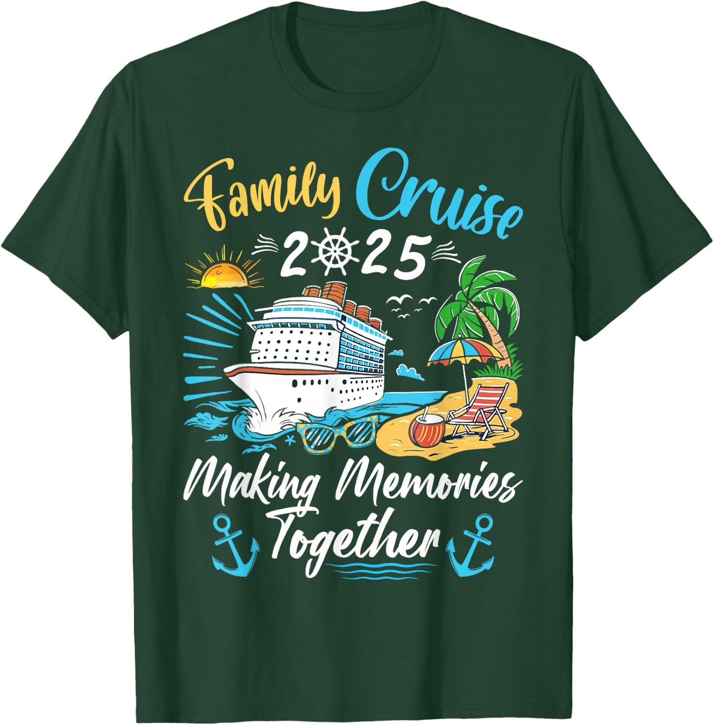 Family Cruise Party Celebration Costume Outfit -Adults, Kids Family Matching Cruise Vacation Party Black Short Sleeve Small, Medium, Large, Extra Large T-Shirt - T-Shirt | Forest