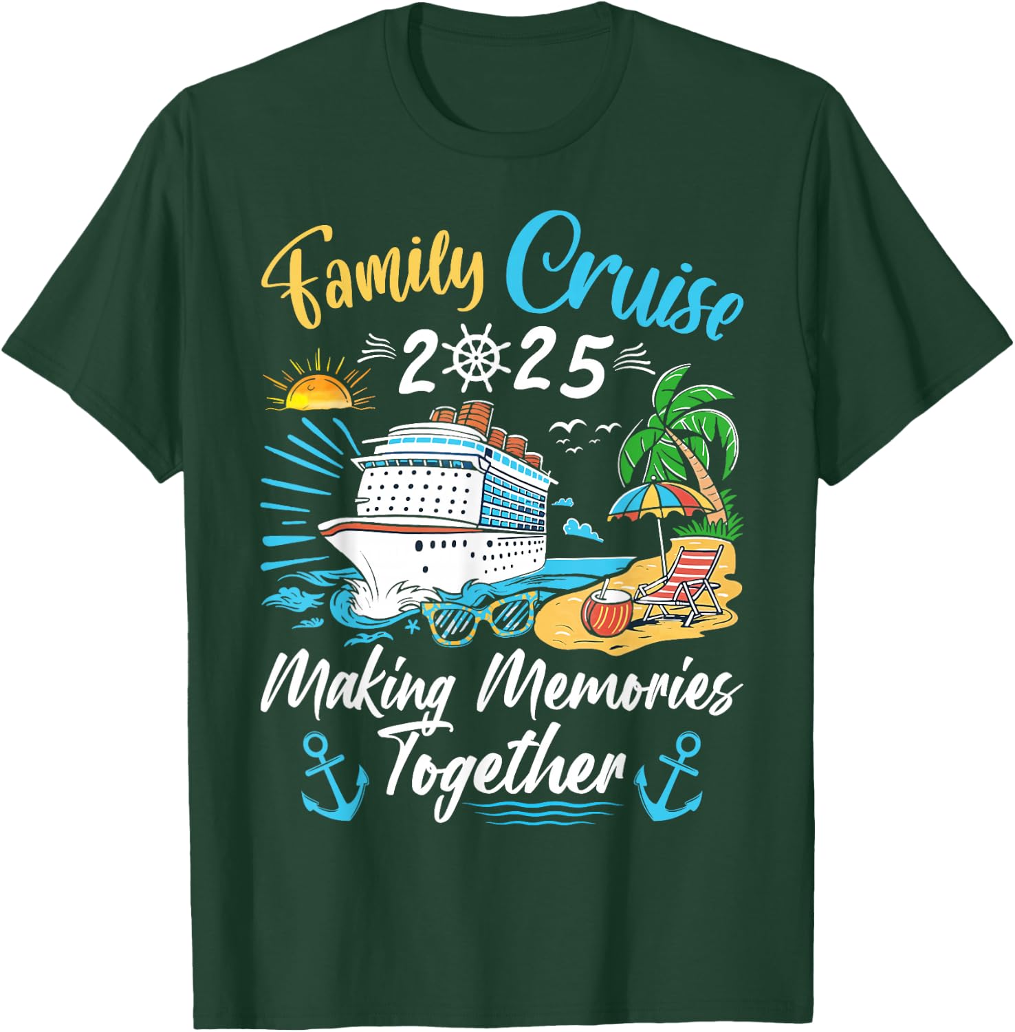 Family Cruise Party Celebration Costume Outfit -Adults, Kids Family Matching Cruise Vacation Party Black Short Sleeve Small, Medium, Large, Extra Large T-Shirt - T-Shirt | Forest