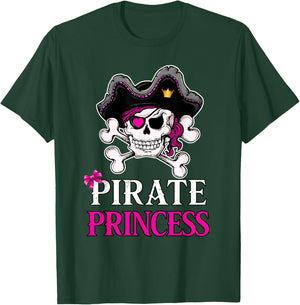 Pirate Princess Crossbones Jolly Roger Flag Pirate T-Shirt - T-Shirt | Forest