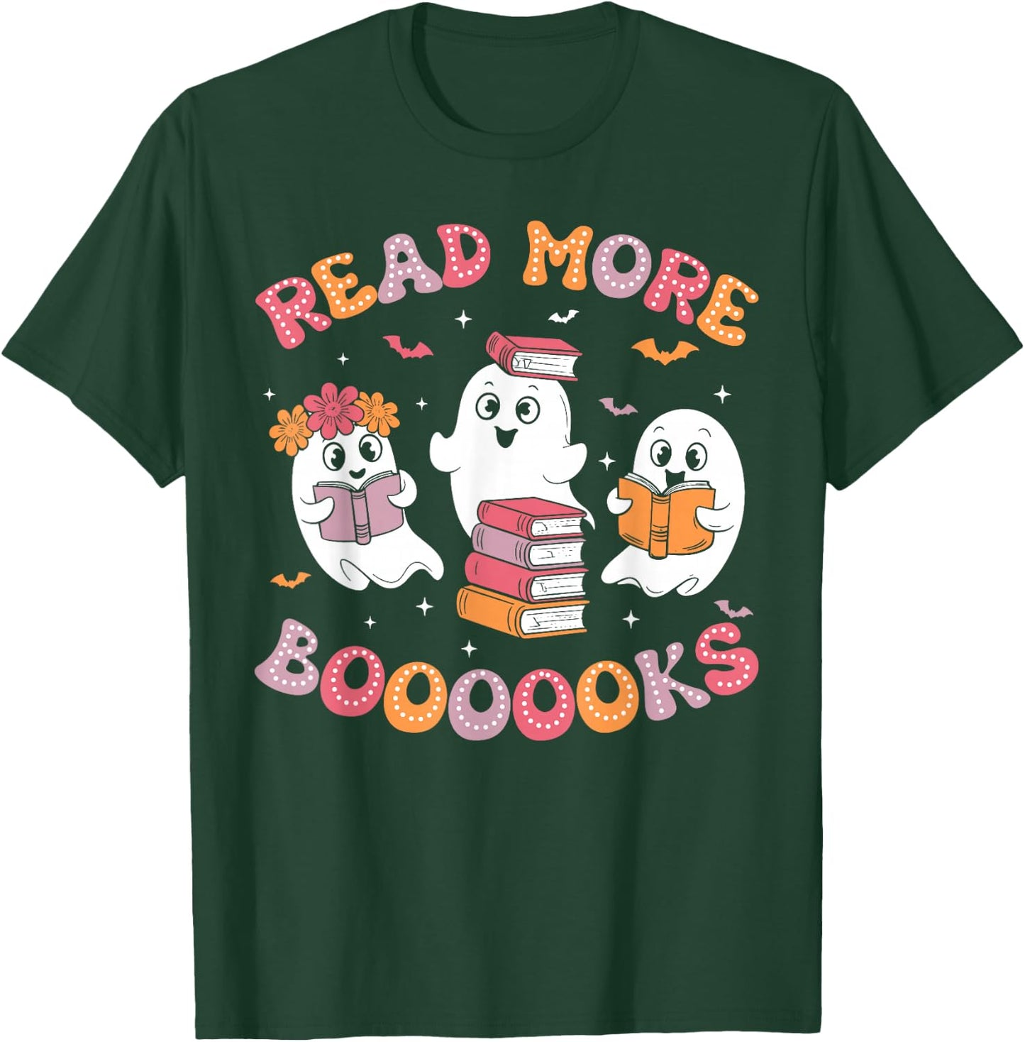 Cute Ghost Book Read More Books Funny Teachers Halloween T-Shirt - T-Shirt | Forest