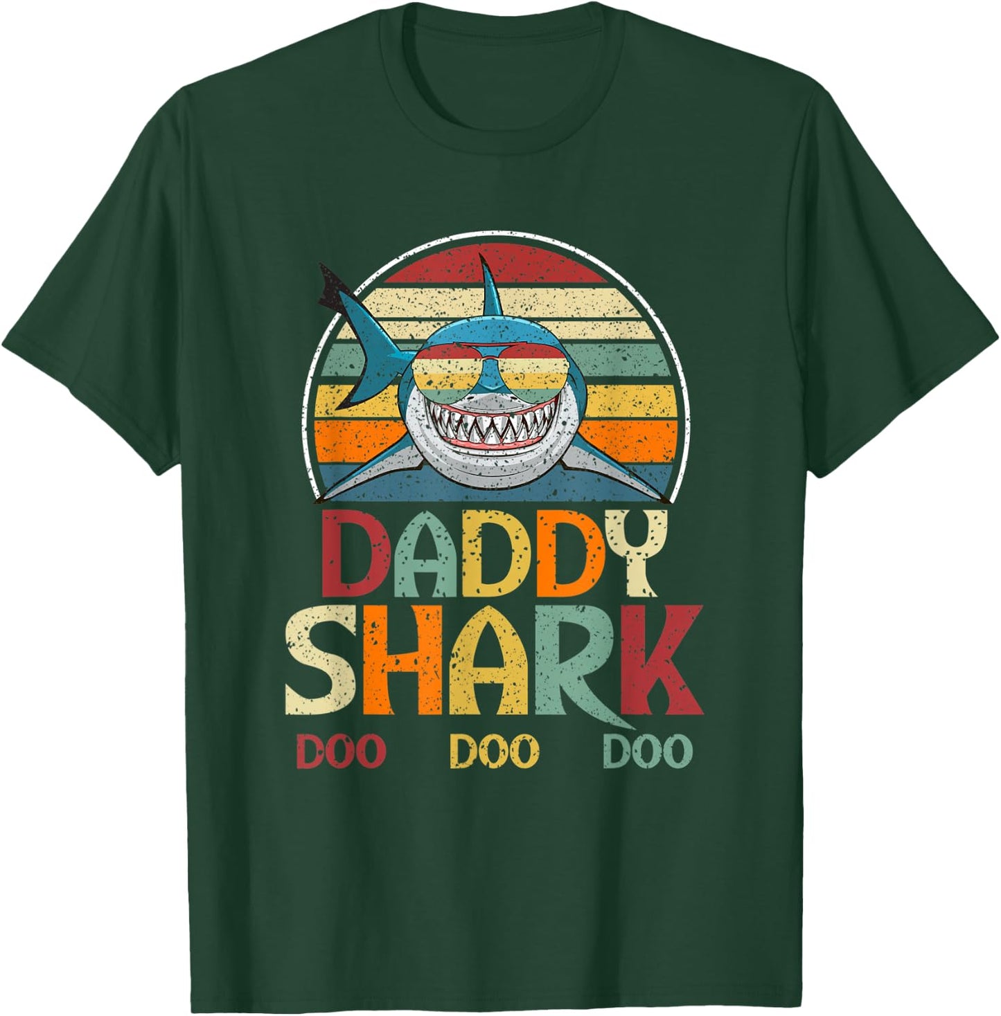 Retro Vintage Daddy Shark Gift T-Shirt - T-Shirt | Forest
