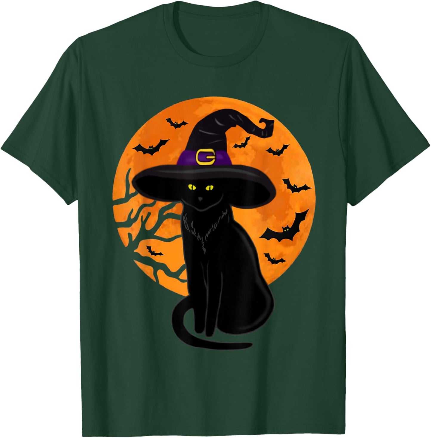 Retro Black Cat Halloween Pumpkin Costume Women Kids Girls T-Shirt - T-Shirt | Forest