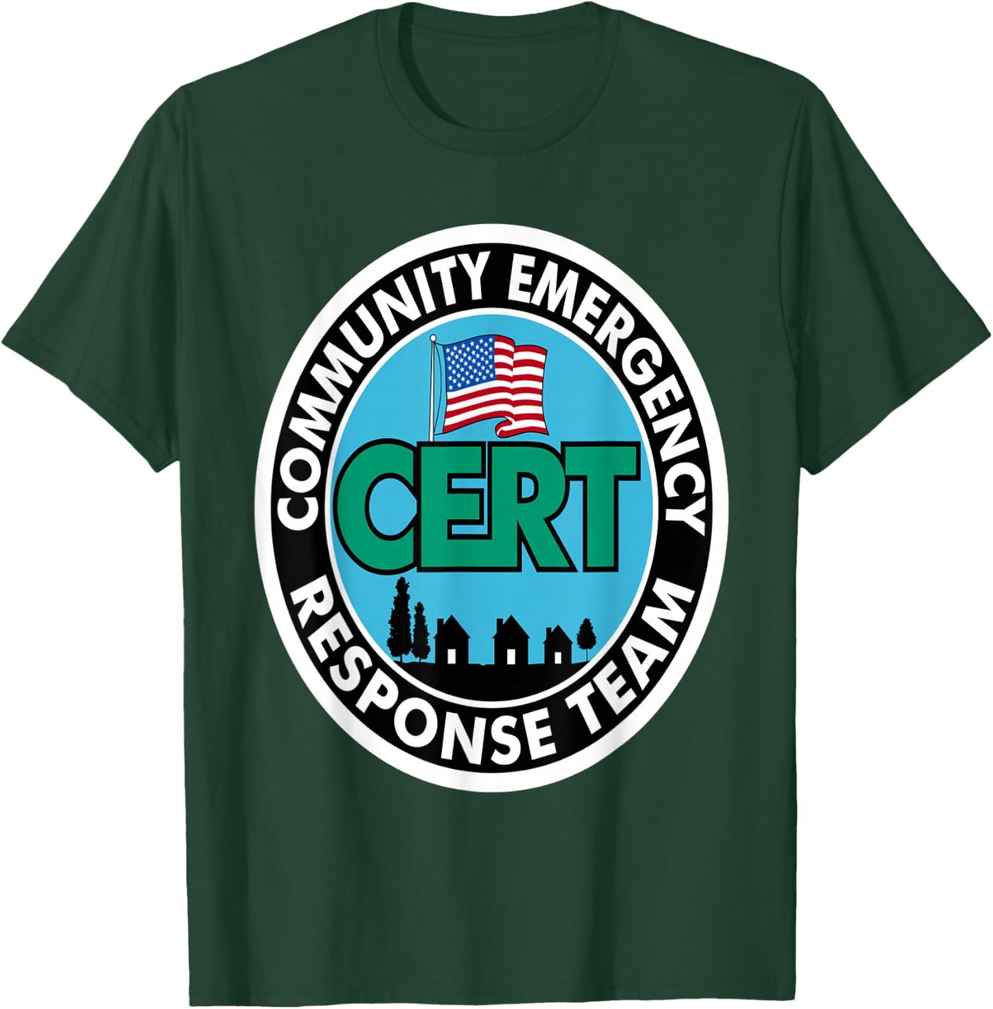 CERT Community Emergency Response Team White Front Print T-Shirt - T-Shirt | Forest
