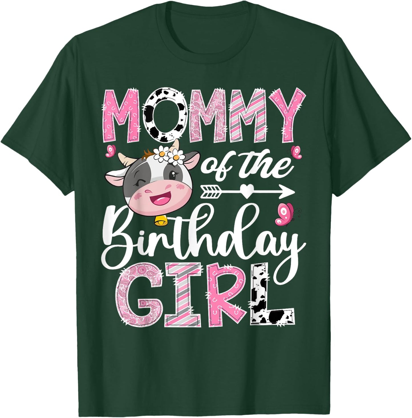 Mommy Of The Birthday Girl Pink Farm Cow 1St Birthday T-Shirt - T-Shirt | Forest