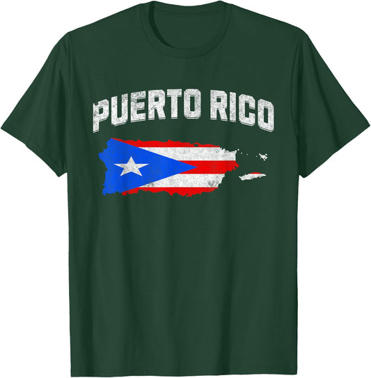 Boricua Puerto Rican Puerto Rico Map PR Flag Pride Vintage T-Shirt - T-Shirt | Forest