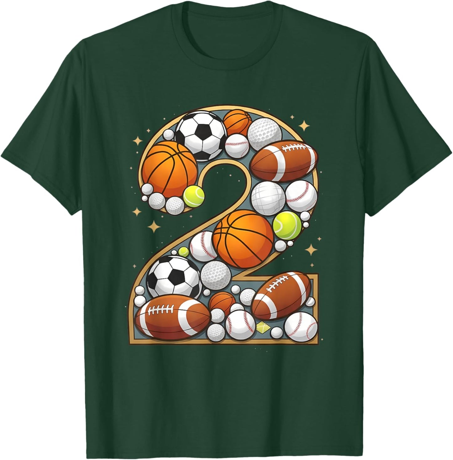 Born 2 Ball Second Birthday Sports Theme Two Year Old Boy T-Shirt - T-Shirt | Forest