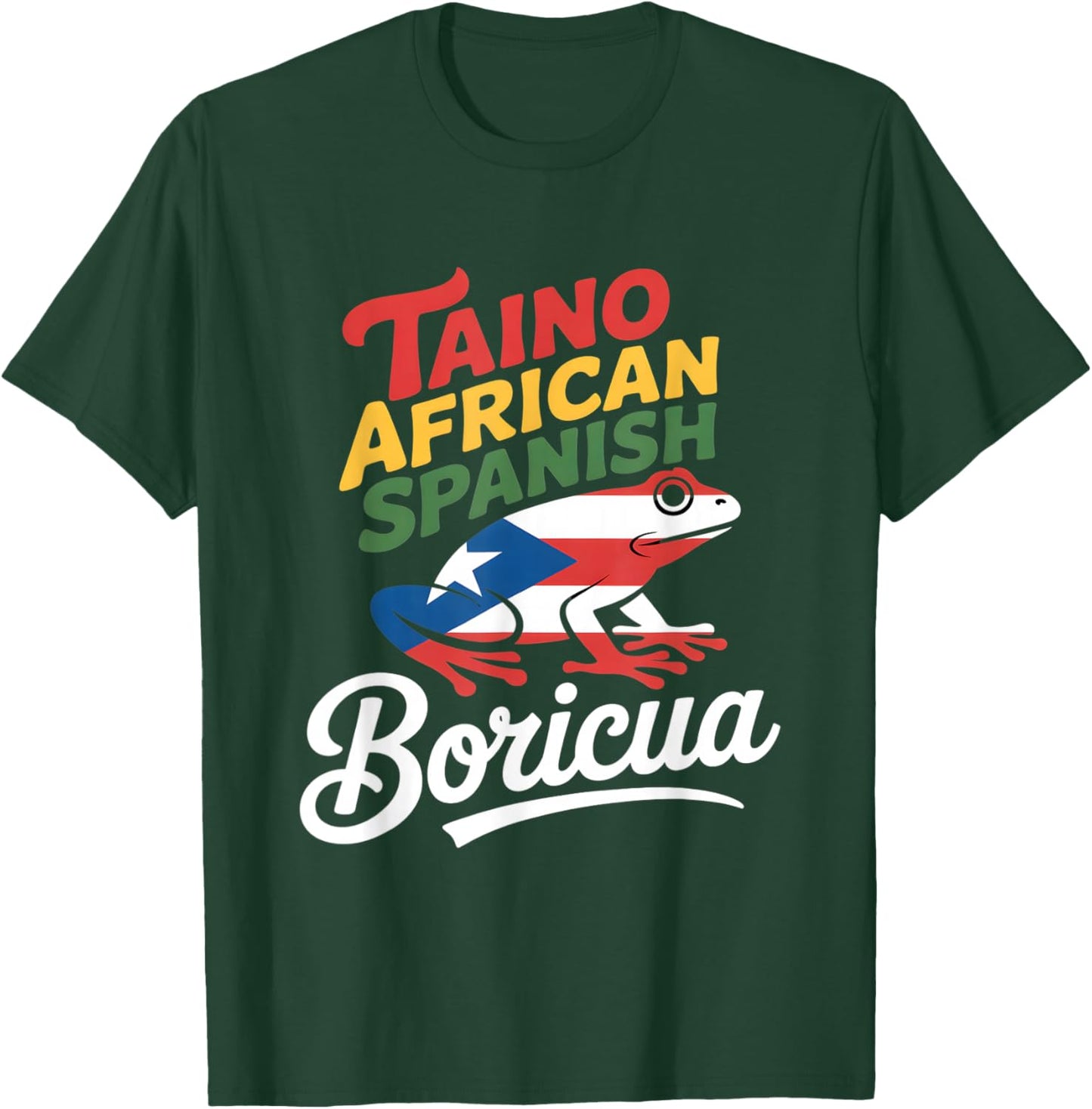 Funny Boricua Taino African Spanish Heritage Frog T-Shirt - T-Shirt | Forest
