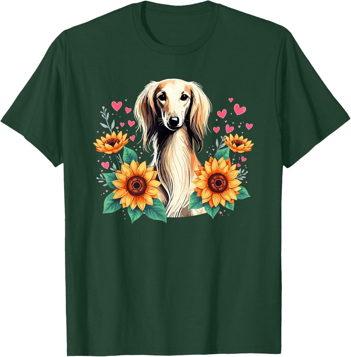 Sunflowers Saluki Dog Persian Greyhound T-Shirt - T-Shirt | Forest