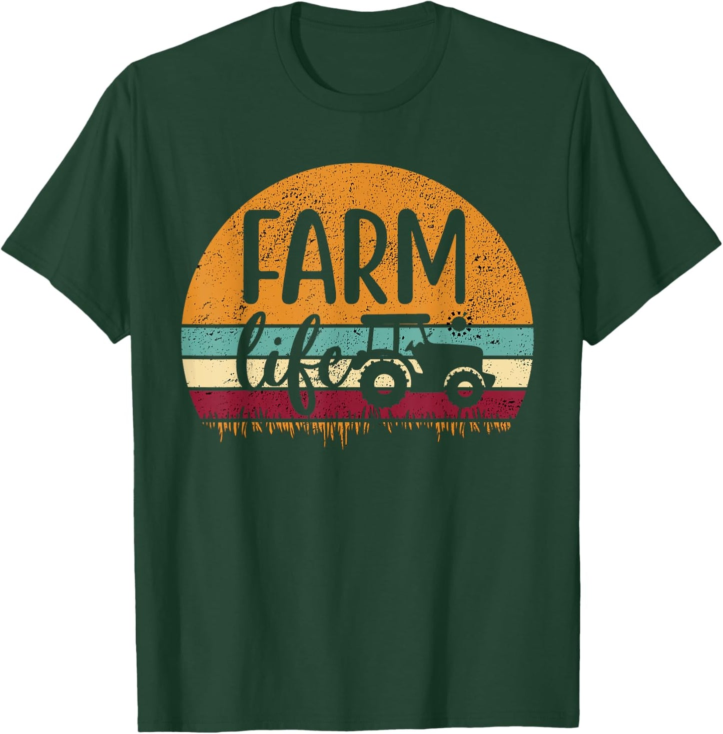Retro Vintage Farm Life Farming Tractor Family Farmer Gift T-Shirt - T-Shirt | Forest