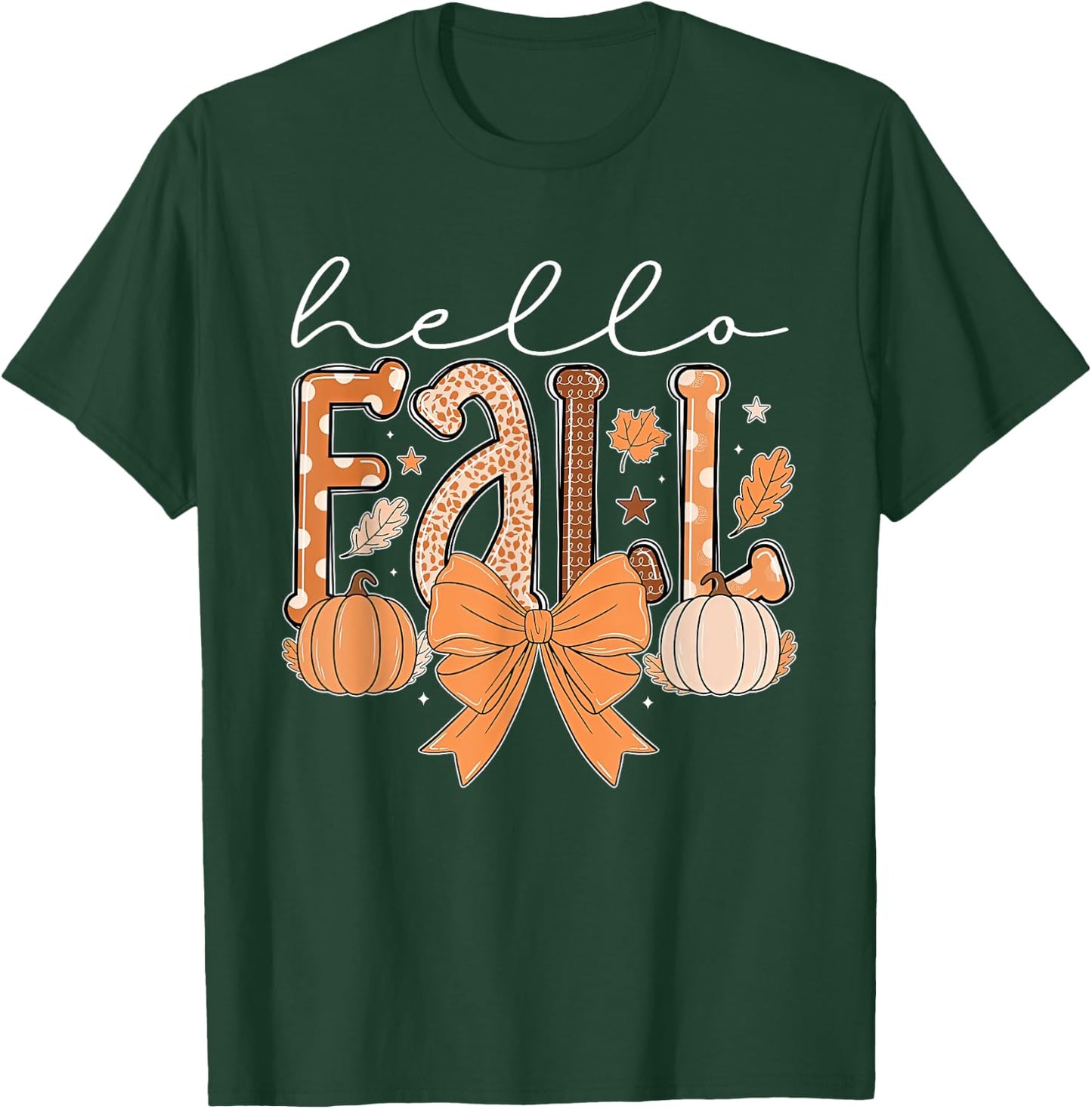 Hello Fall Autumn Vibes Thanksgiving Holiday Men Women Kids T-Shirt - T-Shirt | Forest