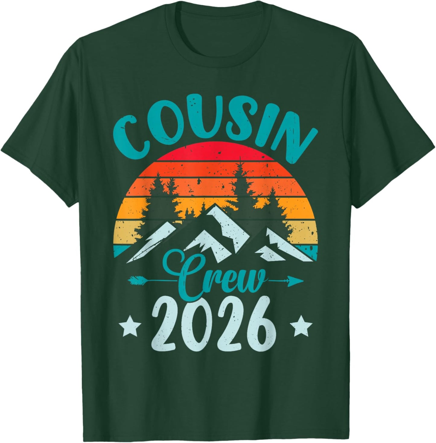 Retro Cousin Crew 2026Vacation Mountain T-Shirt - T-Shirt | Forest