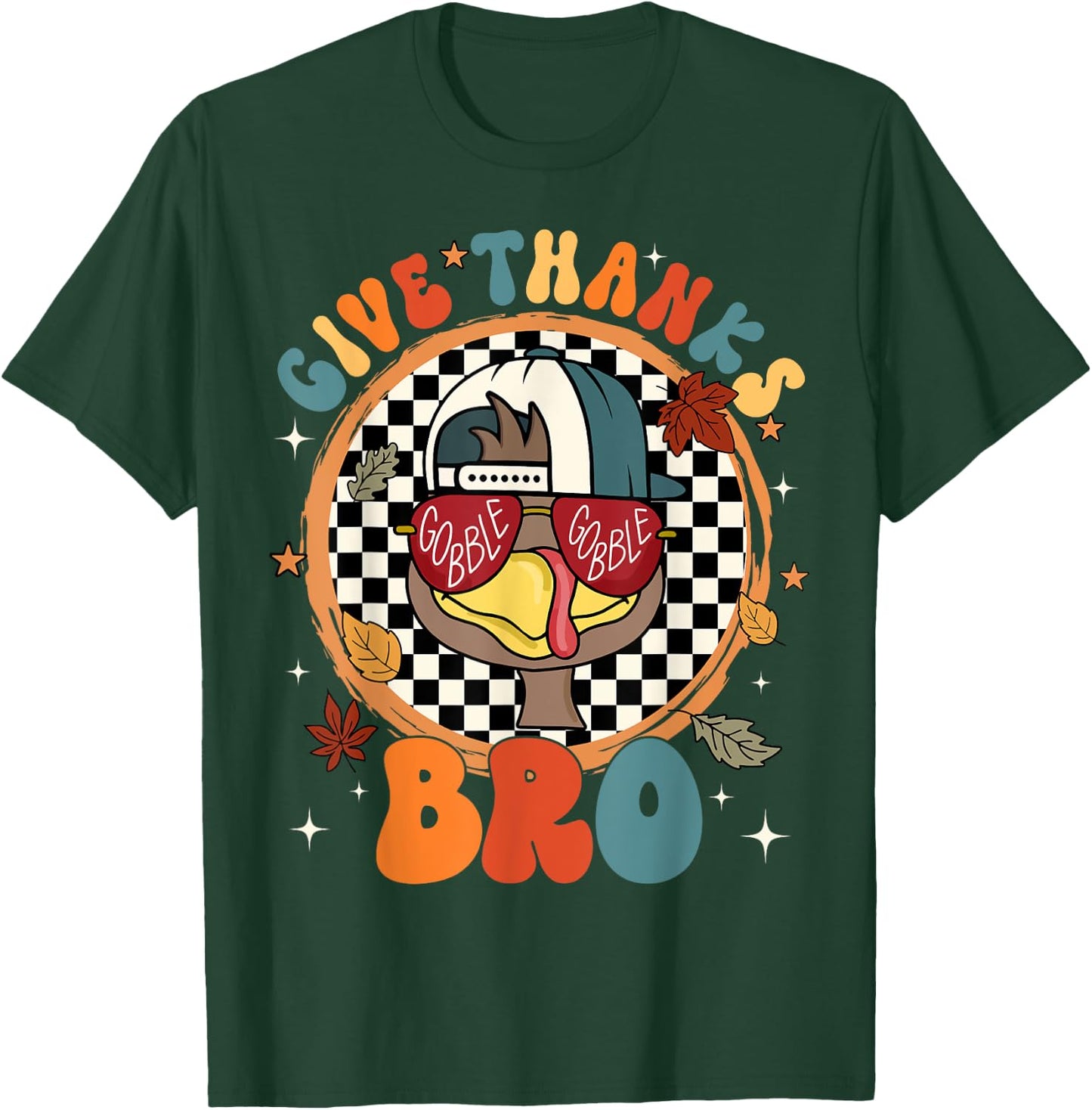 Give Thanks Bro Cute Turkey Thankful Thanksgiving Boys T-Shirt - T-Shirt | Forest