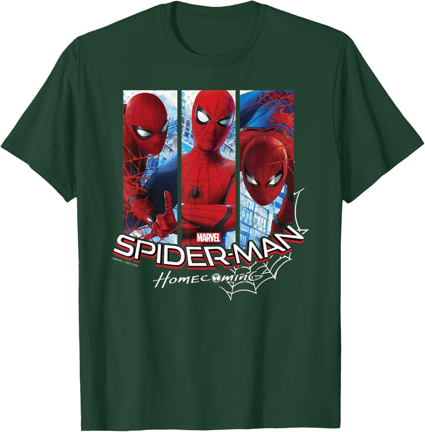 Marvel Spider-Man Homecoming Three Panel Pose T-Shirt - T-Shirt | Forest