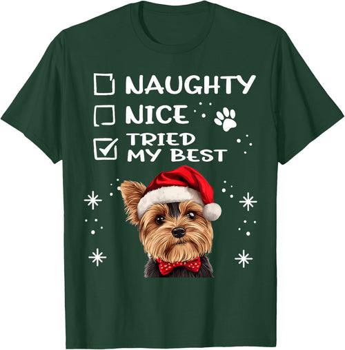 Cute Yorkshire Terrier Yorkie dog Dog Christmas Naughty Nice